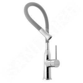 Sapho Robinetterie - Mitigeur d'évier Sili avec bras flexible, argent/chrome SR414
