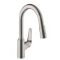Hansgrohe Focus M42 - Mitigeur d’évier M429-H180 avec douchette extractible, design : inox 71801800