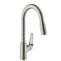 Hansgrohe Focus M42 - Mitigeur d’évier M429-H220 avec douchette extractible, design : inox 71800800