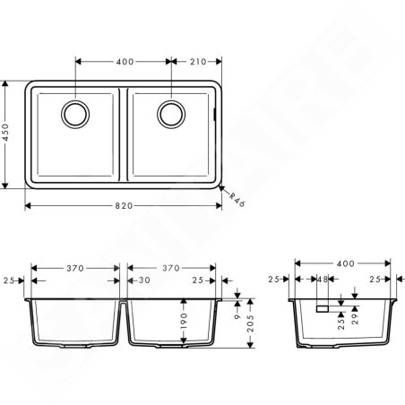 Hansgrohe Éviers - Evier encastré granit S510-U770, béton gris 43434380
