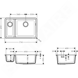 Hansgrohe Éviers - Evier encastré granit S510-U635, béton gris 43433380