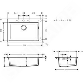 Hansgrohe Éviers - Evier encastré granit S510-F660, graphite noir 43313170