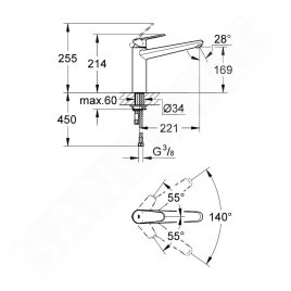 Grohe Eurodisc Cosmopolitan - Mitigeur d’évier à levier, chrome 33770002