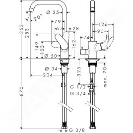 Hansgrohe Focus M41 - Mitigeur d’évier à levier avec soupape d'arrêt, chrome 31823000