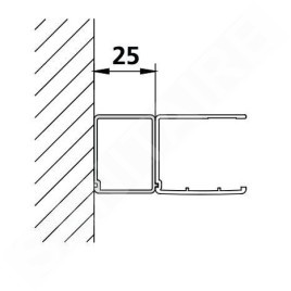 Kermi CADA XS - Profilé d'extension 25 mm, argent brillant ZDSVSV1CK200VK