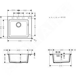 Hansgrohe Éviers - Evier encastré granit S510-F450, graphite noir 43312170