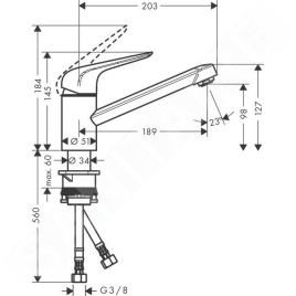 Hansgrohe Focus M42 - Mitigeur d'évier M421-H100, aspect inox 71808800