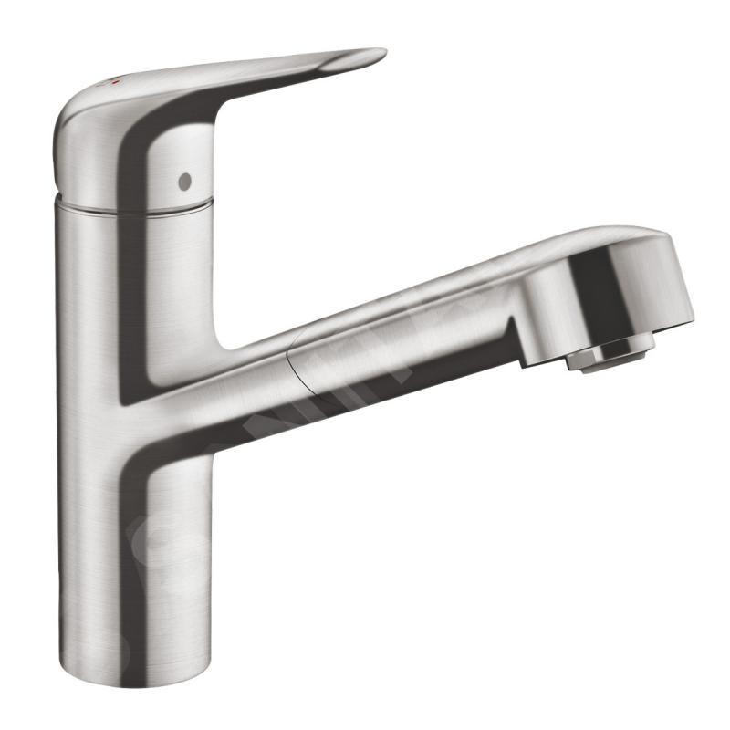 Hansgrohe Focus M42 - Mitigeur d’évier M427-H150 avec douchette extractible, design : inox 71814800