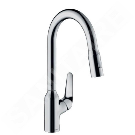 Hansgrohe Focus M42 - Mitigeur d’évier M429-H220 avec douchette extractible, chrome 71800000
