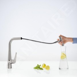 Hansgrohe Talis Select M51 - Mitigeur d'évier M5115-H300 avec douchette extractible, sBox, finition inox 73853800