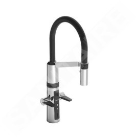 Hansa Fit - Mitigeur électronique d’évier Hybrid, vanne d’arrêt électronique, noir/chrome 65262213