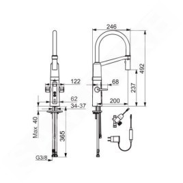 Hansa Fit - Mitigeur électronique d’évier Hybrid, vanne d’arrêt électronique, noir/chrome 65262213