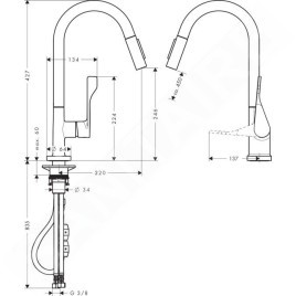 Axor Citterio - Mitigeur d’évier avec douchette extractible, chrome 39835000