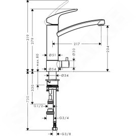Hansgrohe Focus M41 - Mitigeur d’évier à levier avec soupape d'arrêt, chrome 31803000