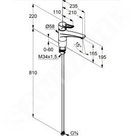 Kludi Mx - Mitigeur d’évier pour montage sous fenêtre, chrome 399340562