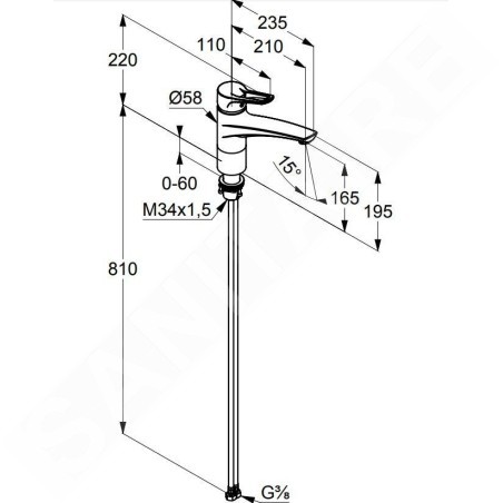 Kludi Mx - Mitigeur d’évier pour montage sous fenêtre, chrome 399340562