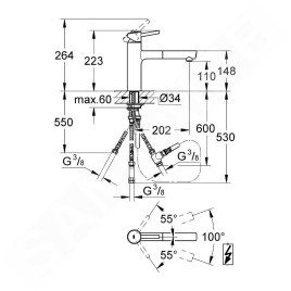 Grohe Concetto - Mitigeur d’évier avec manchon de fermeture extractible, chrome 31214001
