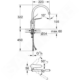 Grohe Euroeco Special - Mitigeur d’évier à levier, chrome 32786000
