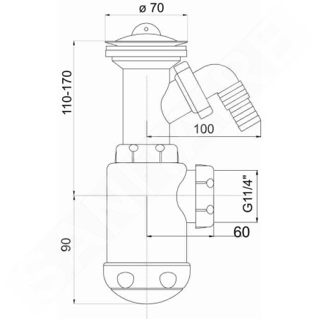 Novaservis Siphons - Siphon d'évier avec sortie de lavabo 40, plastique 443,PP