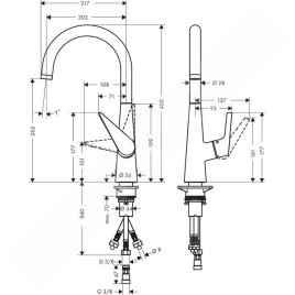 Hansgrohe Talis M51 - Mitigeur d’évier 260 pour chauffe-eau sans pression, chrome 72812000