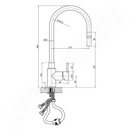 Sapho Duna - Mitigeur d’évier avec douchette extractible, inox DU015