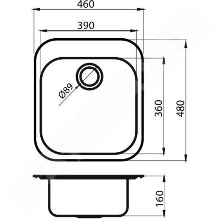 Novaservis Éviers - Évier Luxus, 460 x 480 mm avec trop-plein, inox DR46/48