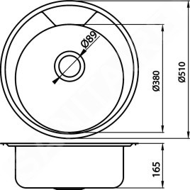 Novaservis Éviers - Evier, diamètre 510 mm, acier inoxydable DR51