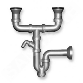 Novaservis Siphons - Siphon pour évier double 49 mm sans trop-plein, plastique NSP22