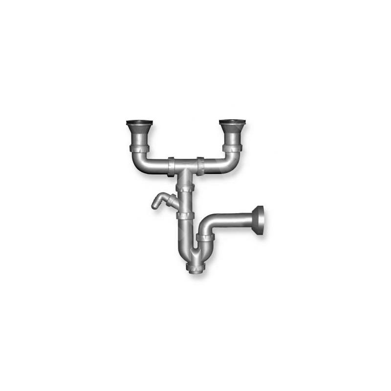 Novaservis Siphons - Siphon pour évier double 49 mm sans trop-plein, plastique NSP22