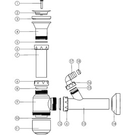 Novaservis Siphons - Siphon pour trou d'évier 49 mm sans trop-plein, plastique NSP45