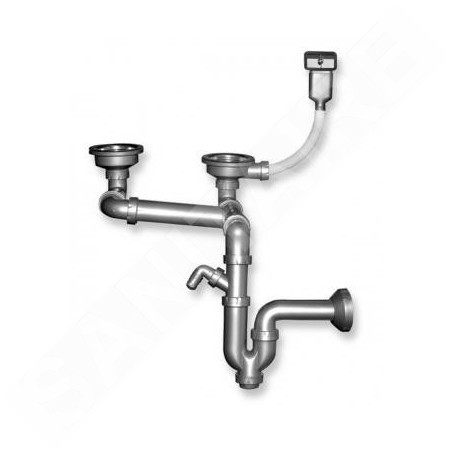 Novaservis Siphons - Siphon pour évier double 89 mm sans trop-plein, plastique NSP620