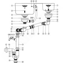 Novaservis Siphons - Siphon pour évier double 89 mm sans trop-plein, plastique NSP620