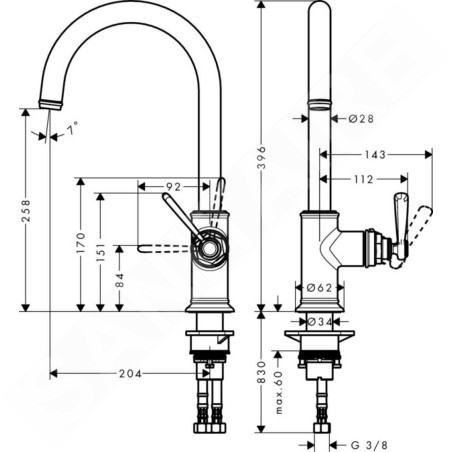 Axor Montreux - Mitigeur d´évier, aspect acier inoxydable 16580800
