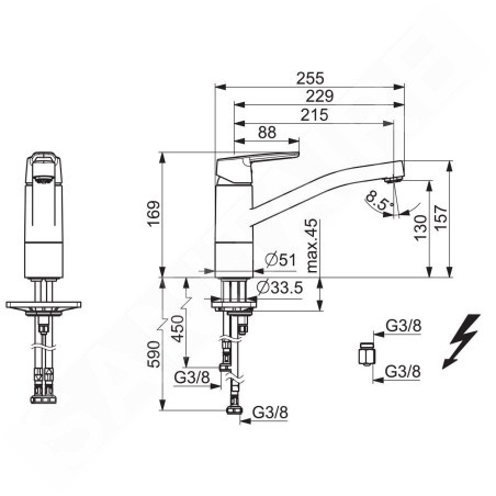 Hansa Polo - Mitigeur d’évier, pour chauffe-eau instantané, chrome 51591193