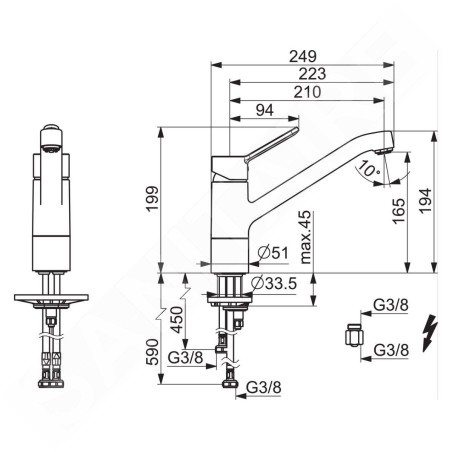 Hansa Primo - Mitigeur d’évier, pour chauffe-eau instantané, chrome 49491103