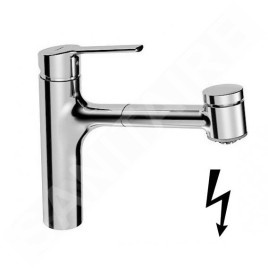 Hansa Ronda - Mitigeur d’évier avec douchette extractible, pour chauffe-eau instantané, chrome 55191133