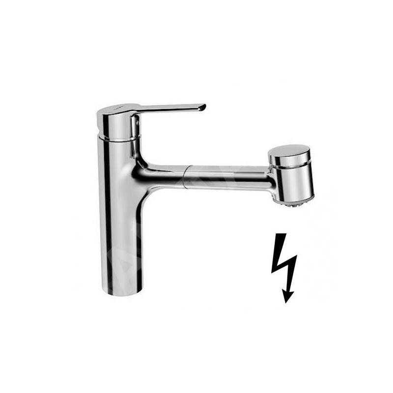 Hansa Ronda - Mitigeur d’évier avec douchette extractible, pour chauffe-eau instantané, chrome 55191133