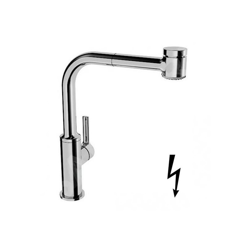 Hansa Ronda - Mitigeur d’évier avec douchette extractible, pour chauffe-eau instantané, chrome 55231103