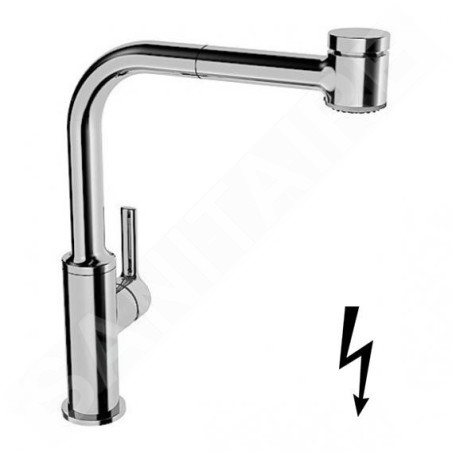 Hansa Ronda - Mitigeur d’évier avec douchette extractible, pour chauffe-eau instantané, chrome 55231103