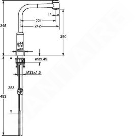 Hansa Ronda - Mitigeur d’évier avec douchette extractible, pour chauffe-eau instantané, chrome 55231103