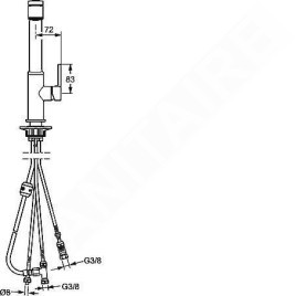 Hansa Ronda - Mitigeur d’évier avec douchette extractible, pour chauffe-eau instantané, chrome 55231103