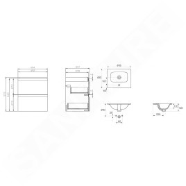 Cersanit Moduo - Meuble avec lavabo, 57x49x40 cm, 2 tiroirs, blanc S801-312-DSM