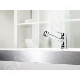 Hansa Mix - Mitigeur d’évier avec douchette extractible, chrome 01382283
