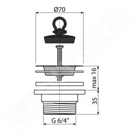 Alcadrain Accessoires - Sortie d'évier 6/4", trop-plein flexi A33