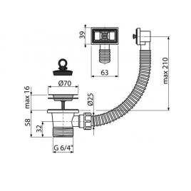Alcadrain Accessoires - Sortie d'évier 6/4", trop-plein flexi, grille en acier inoxydable A331
