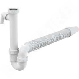 Alcadrain Siphons - Siphon de 50/40 mm de diamètre avec écrou de trop-plein et raccord, tuyau flexible A83-DN50/40