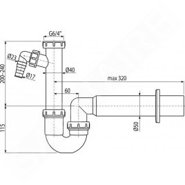 Alcadrain Siphons - Siphon de 50 mm de diamètre avec écrou de trop-plein et raccord A81-DN50