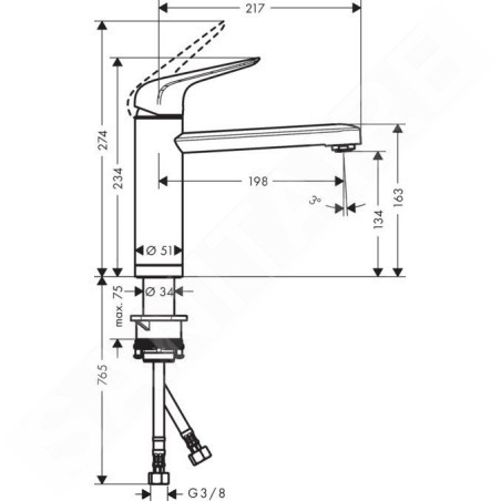 Hansgrohe Focus M42 - Mitigeur d'évier  M423-H120 avec montage sous fenêtre, chrome 71807000