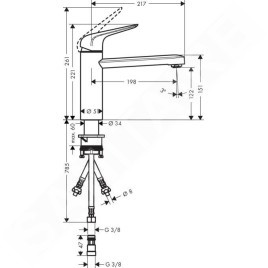 Hansgrohe Focus M42 - Mitigeur d'évier M425-H120, chrome 71804000
