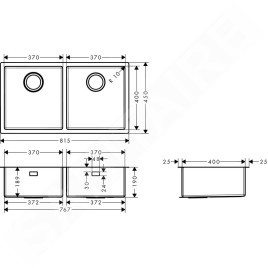 Hansgrohe Éviers - Evier encastré S719-U765, inox 43430800